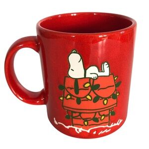 VINTAGE 90s Y2K Waechtersbach Peanuts Snoopy Dog House Christmas Lights Mug Xmas